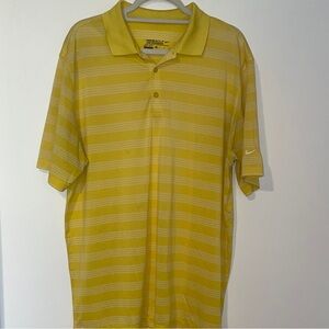 Nike Men's Yellow and White Polo Shirt